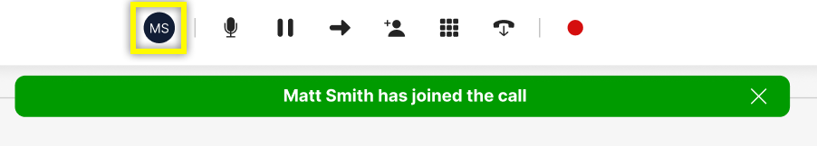 User Matt Smith has joined the video call, indicated by the notification banner.