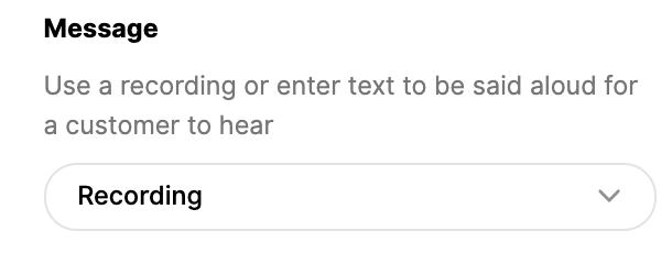 Text input area for recording messages to be heard by customers.