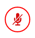 Microphone icon with a slash, indicating the microphone is muted or disabled.