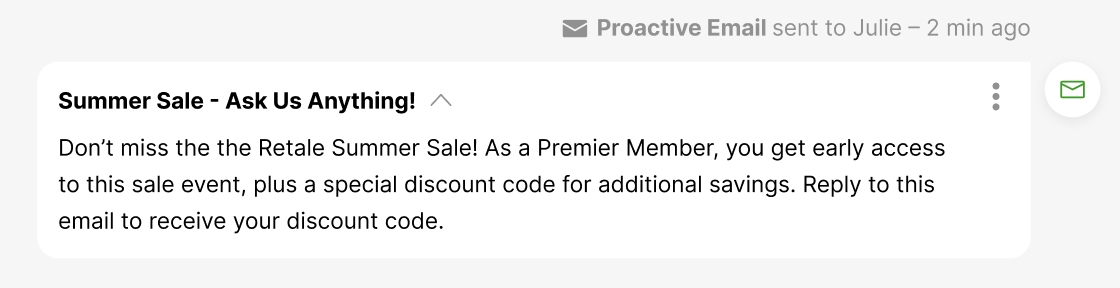 Email promoting a summer sale with early access and discount code for members.