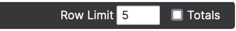 Interface displaying row limit settings and total count for data entry.