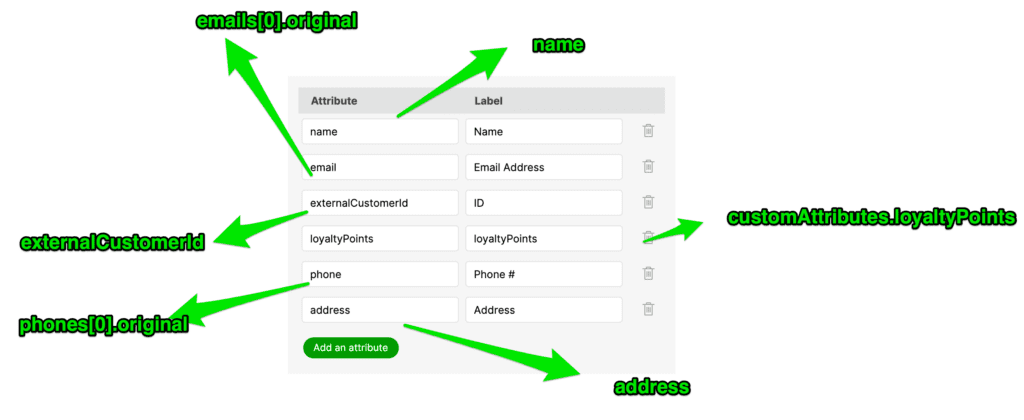 Form displaying customer attributes like name, email, phone, and address fields.