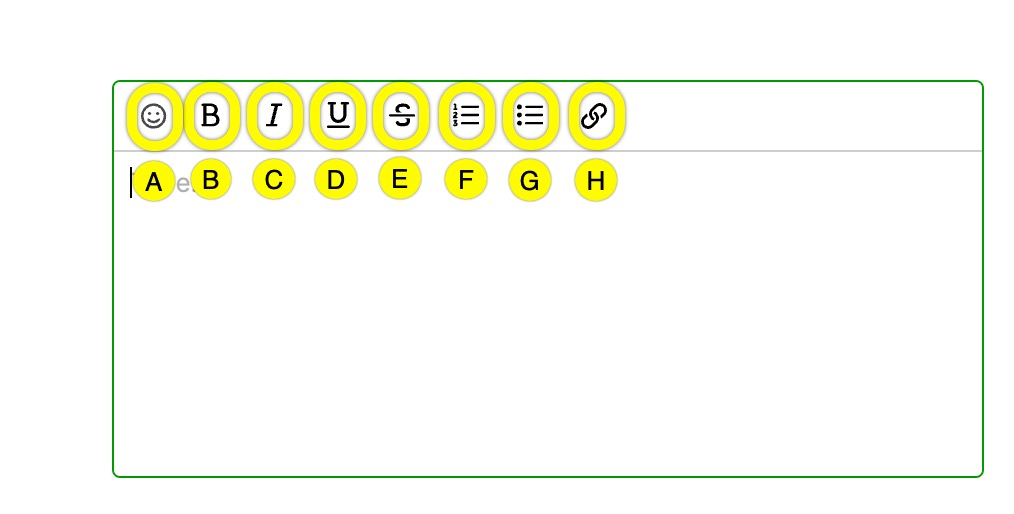 Toolbar displaying various text formatting options like bold, italic, and underline.