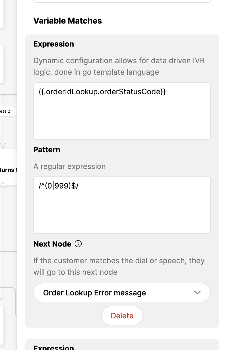 Dynamic configuration for IVR logic using Go template language and regular expressions.