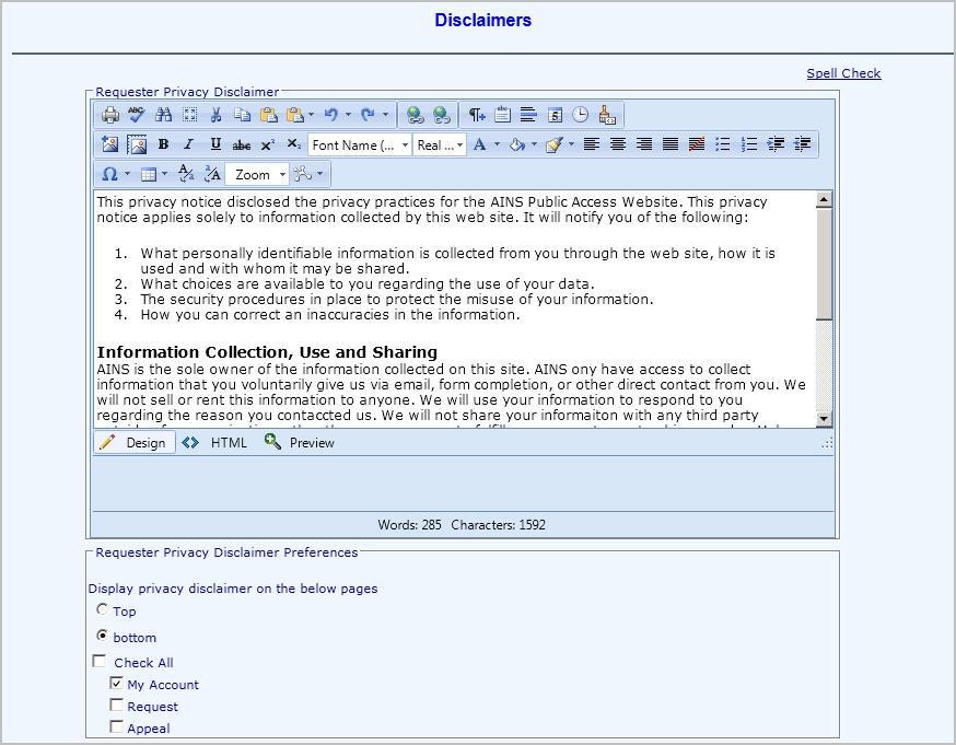 Privacy disclaimer outlining information collection and user data protection practices.