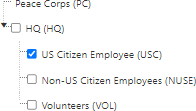 The expanded folder tree within the Region Selection pop-up window.