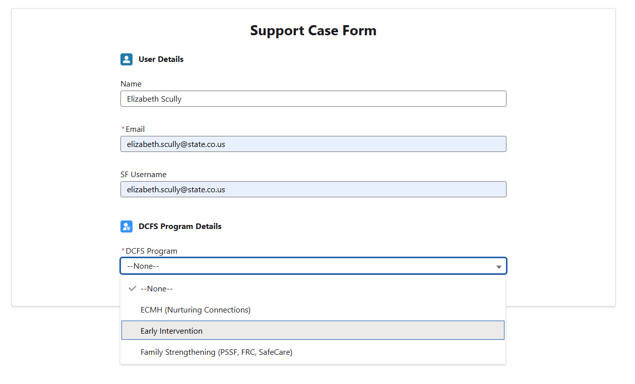 DCFS Support Case