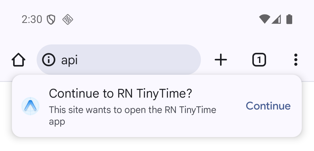Chrome asking to continue to your app