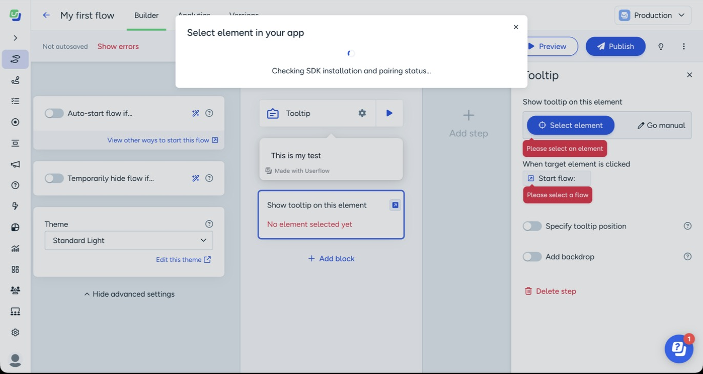 The builder checking SDK installation and pairing status