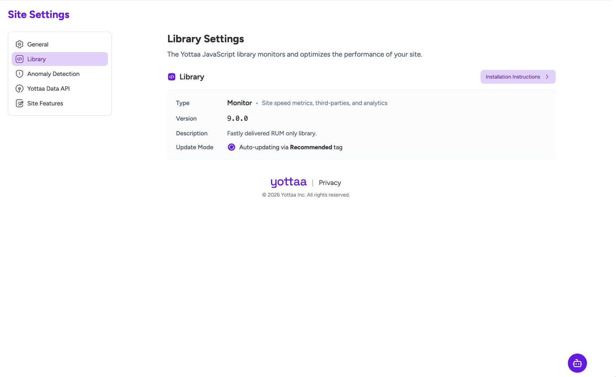 Library Mode Site Settings