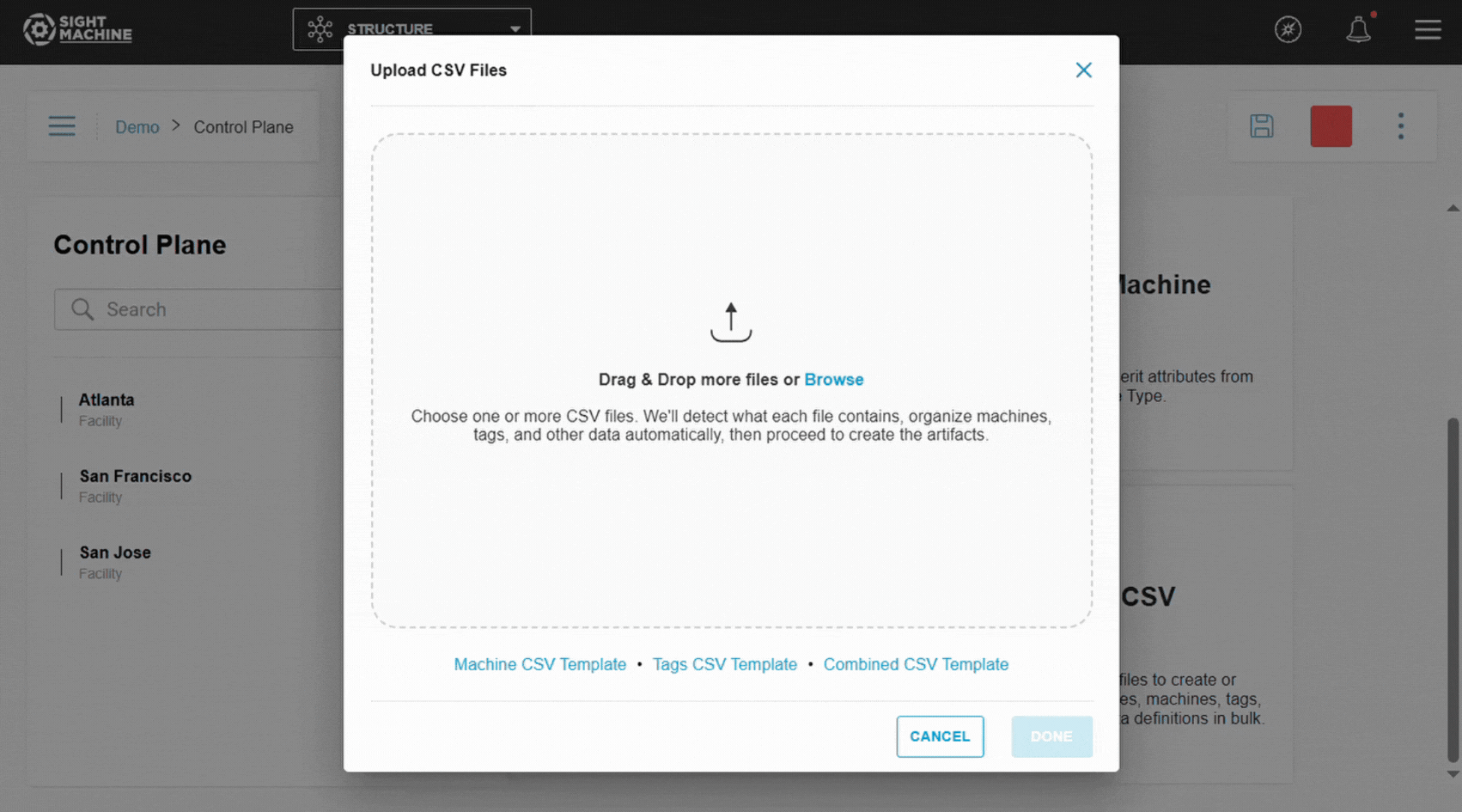 Upload Machines and Tags via CSV