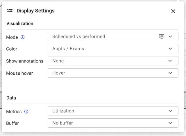 Calendar Display Settings panel with Visualization and Data sections