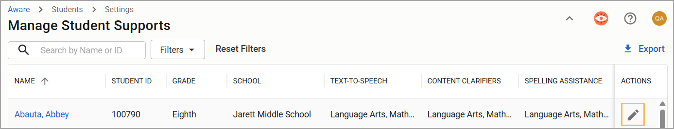 Managing Student Supports for Online Testing