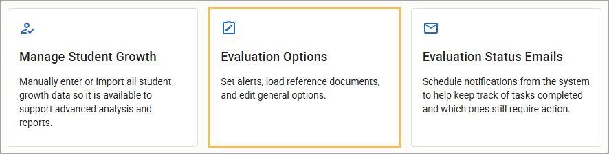Settings list highlighting Evaluation Options.