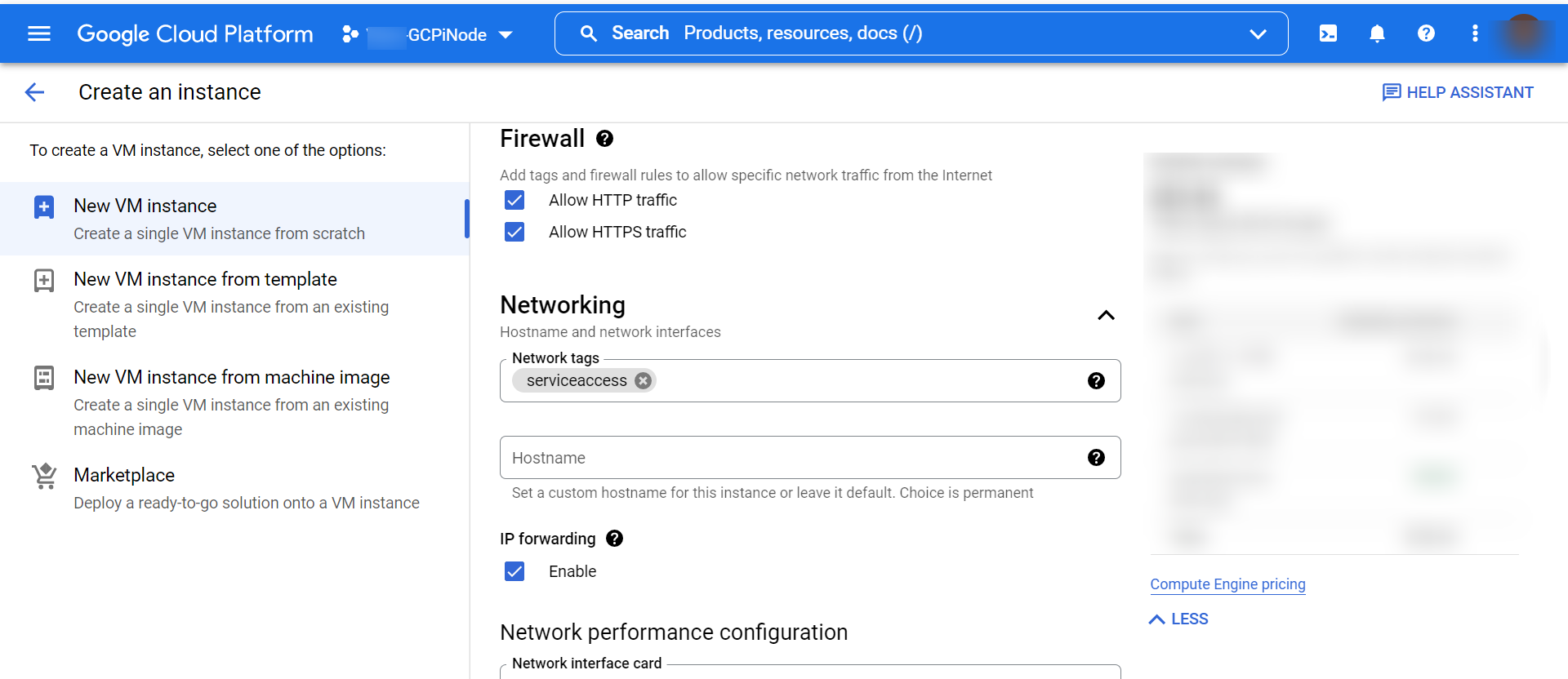 create gcpinstance networktag