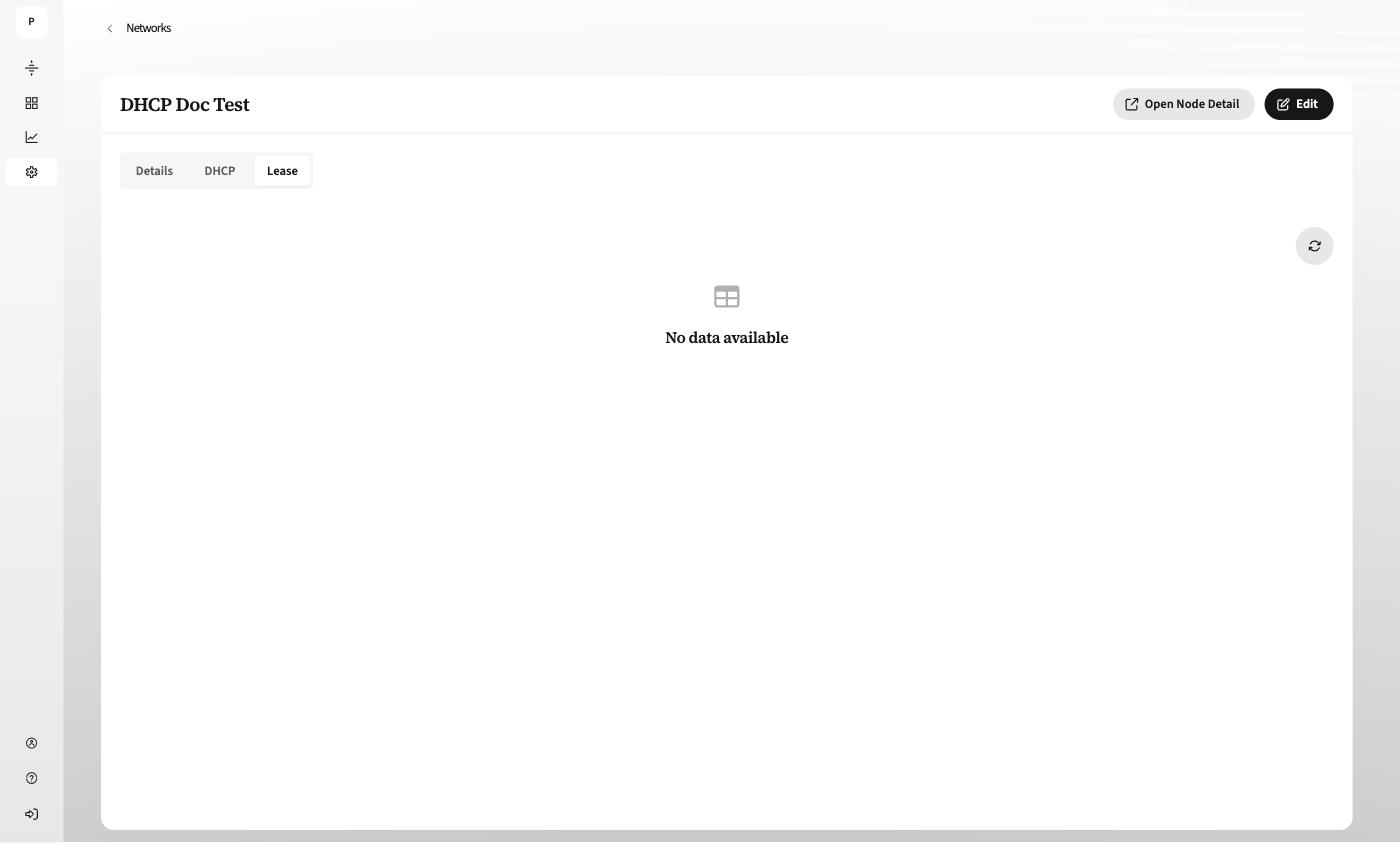 Lease tab of a DHCP Server network