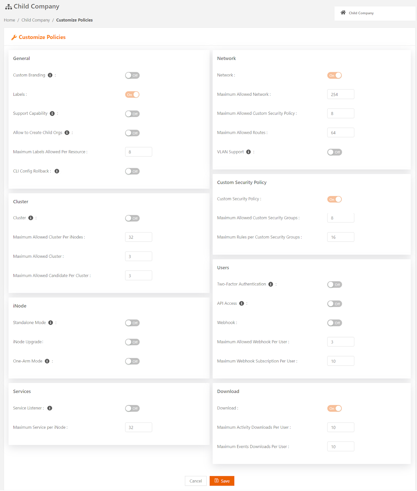 org changePolicy