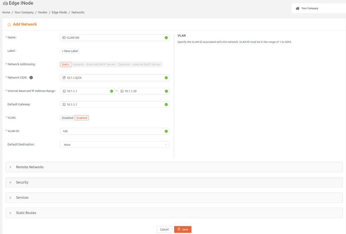 vlan orchestrator addnetwork