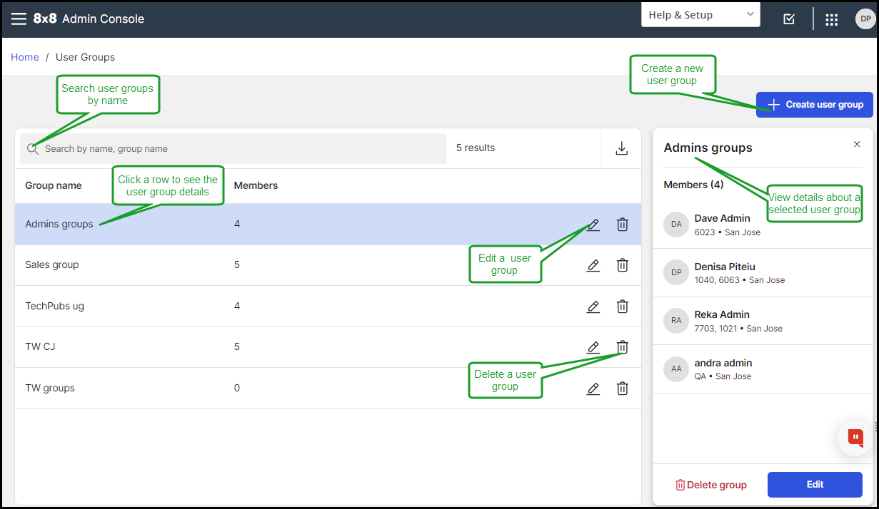 Manage user groups Manage user groups