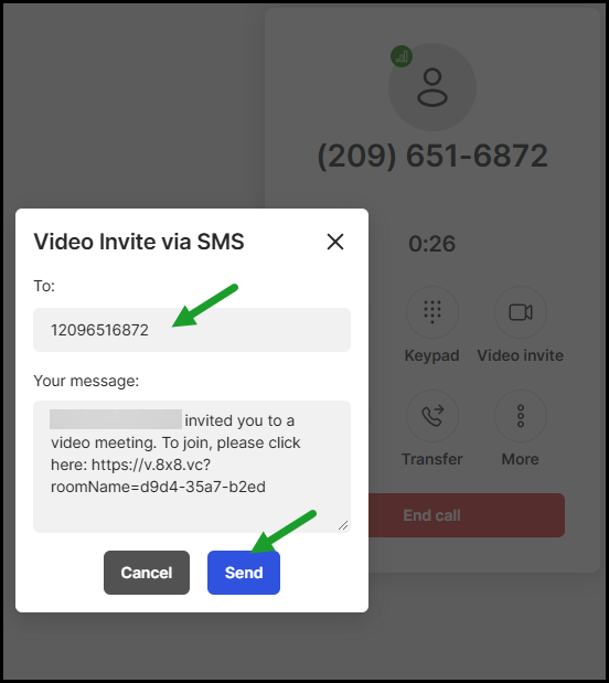 Video elevation - Create the video invitation via SMS Video elevation - Create the video invitation via SMS