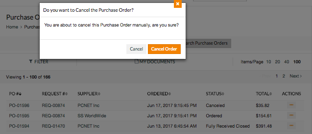 BuyerQuest Cancel Purchase Order