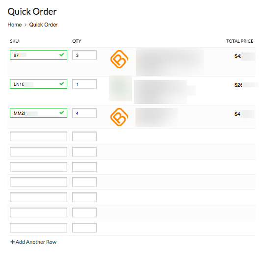 BuyerQuest Marketplace Quick Order Populated
